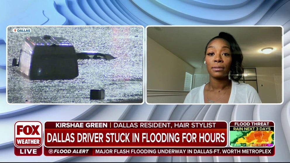 Kirshae Green tells FOX Weather what it was like Monday morning when she was trapped in floodwaters after a foot of rain drenched the Dallas area. 