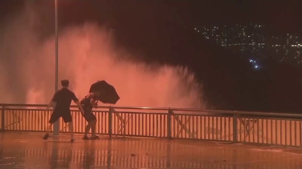 Tropical Storm Ma-on made landfall in southern China on Thursday after bringing rain and winds to Hong Kong. 