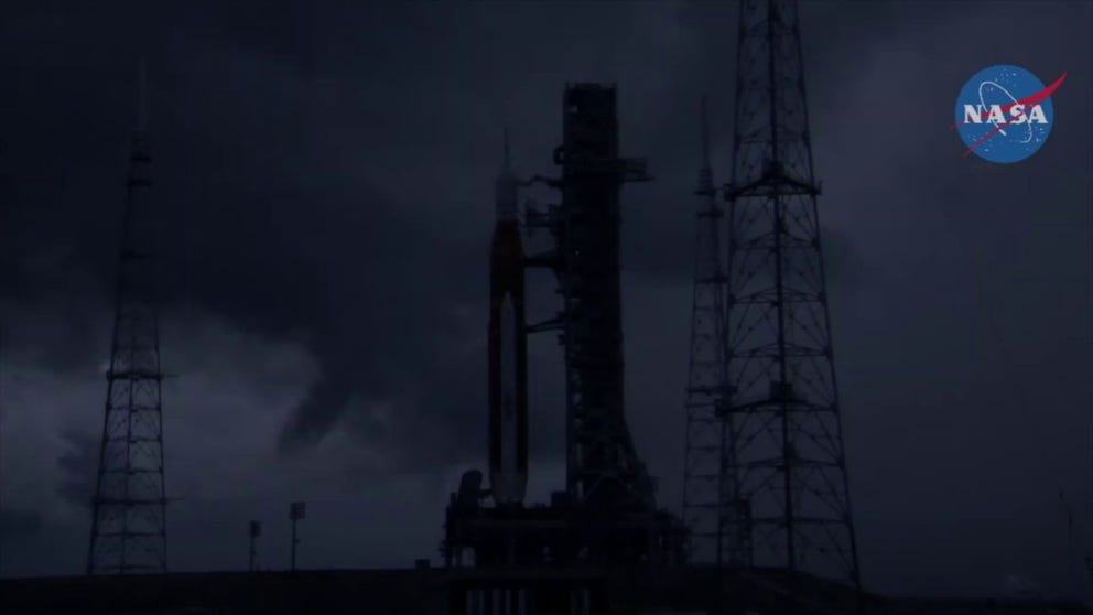Afternoon thunderstorms in Florida caused several lightning strikes around Launchpad 39B at the Kennedy Space Center.