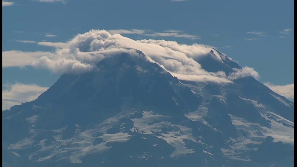 Mount Rainier, which is an active volcano, put on a show Wednesday morning as steam appeared to be coming out of it. 