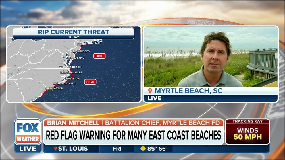 Hurricane Earl is bringing strong rip currents to the East Coast with increased swell action and wave height. Brian Mitchell, Battalion Chief with the Myrtle Beach Fire Department, discusses the effects of Earl on the beach. 