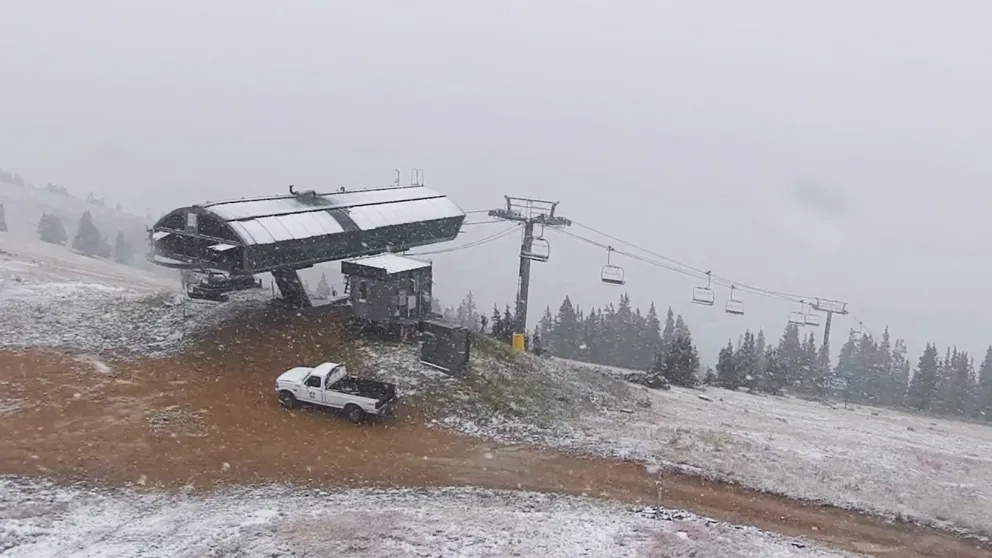 Copper Mountain received its first dusting of snow at the top of the ski resort this morning.