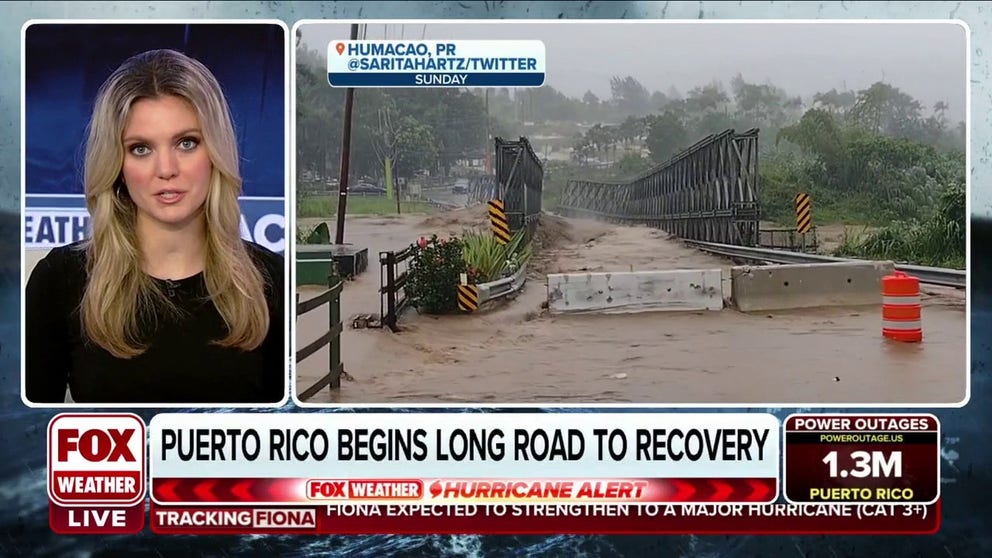 Congressman Roberto Lefranc Fortuno of Puerto Rico shows another view of the bridge washing away and explains why it was temporary.