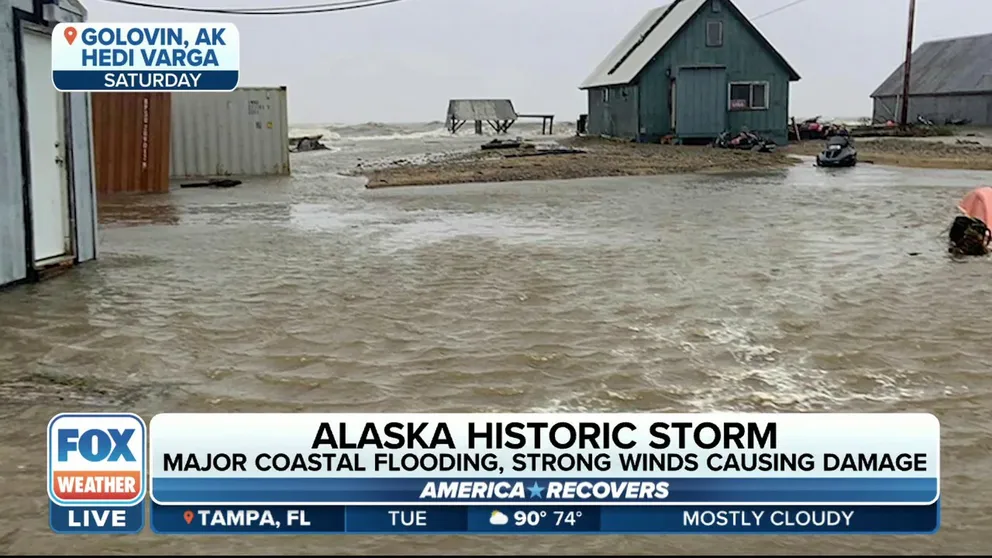 NWS Fairbanks Meteorologist Jonathan Chriest says Typhoon Merbok was the strongest storm to enter the Bering Sea in September in 70 years. Chriest noted to FOX Weather that the city of Nome saw water 9 feet above the normal high tide line. 