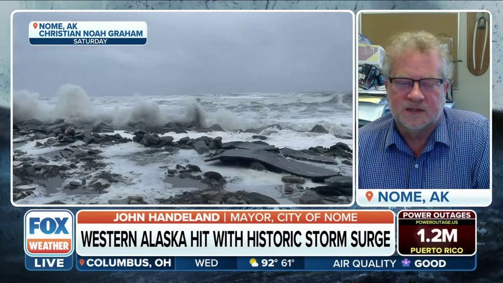 Nome Mayor John Handeland tells FOX Weather the powerful northern Pacific storm that slammed western Alaska over the weekend was stronger than the superstorm of 1974. 