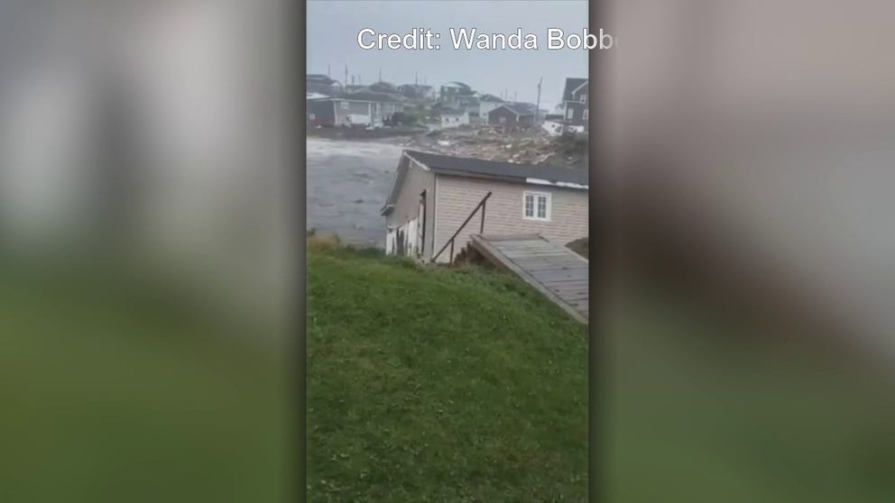 Be patient while watching this video. Waves crash into this home for one-and-a-half minutes before the water pulls the house off the coast toward sea then another wave smashes the home against the beach.