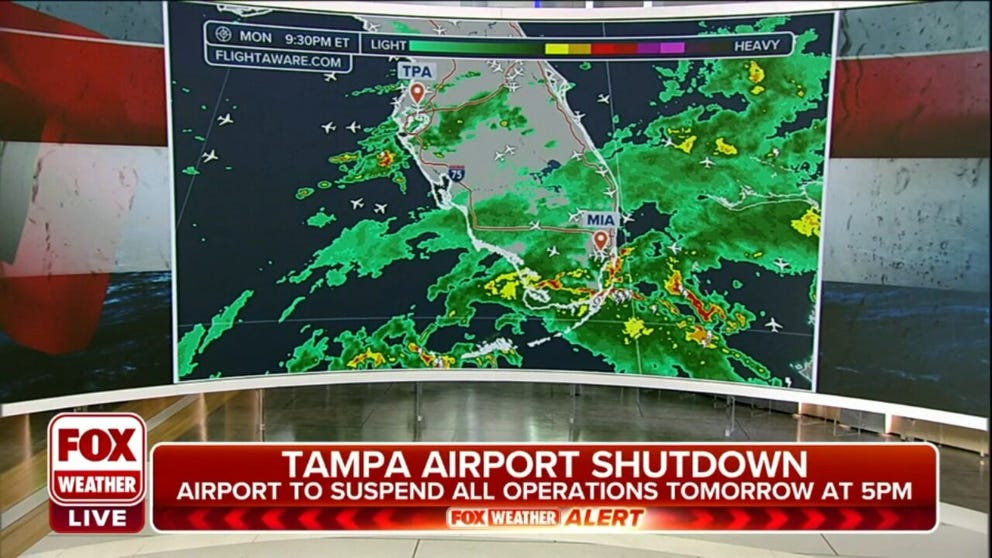 Tampa Bay International Airport will suspend all operations Tuesday at 5 p.m. ahead of Hurricane Ian. Mandatory evacuations have been ordered. 