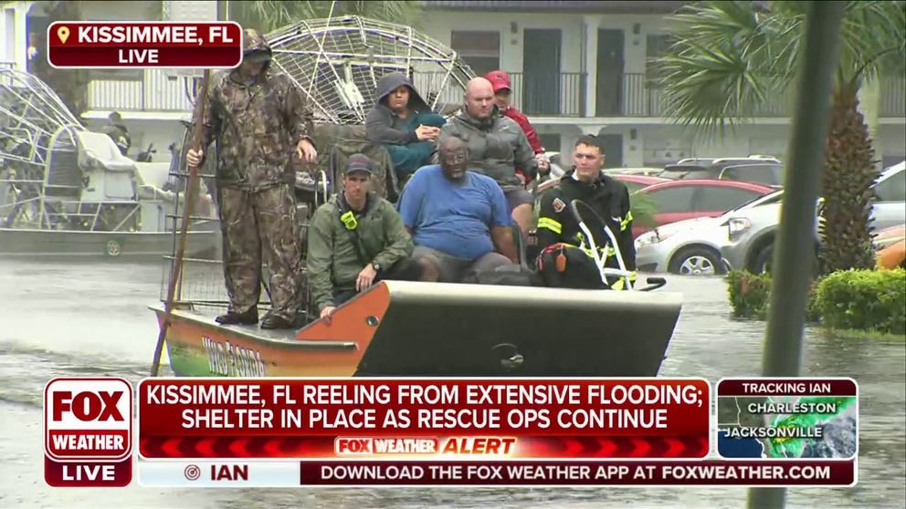 Water rescues are underway in Kissimmee, Florida as Tropical Storm Ian floods the area. FOX Weather's Brandy Campbell reports. 