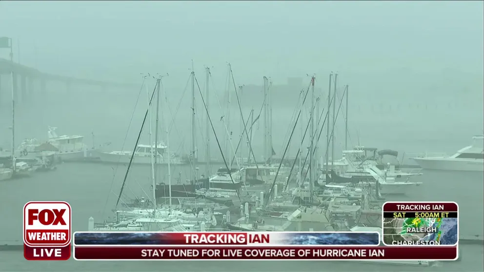 Charleston, South Carolina is getting strong winds from Hurricane Ian. 