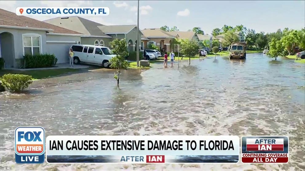 Flooding is getting worse in Osceola County, Florida, as rain from Hurricane Ian begins to swell rivers and creeks in Central Florida. FOX Weather's Katie Byrne reports.
