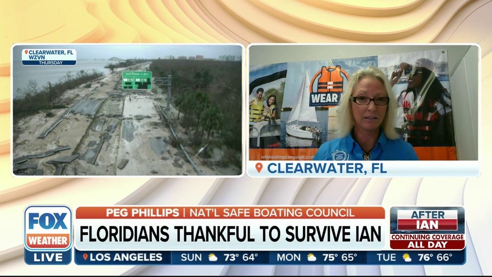 Peg Phillips, of the National Safe Boating Council, shares her story with FOX Weather about having to flee Hurricane Ian from the Clearwater area, only to be told to evacuate again as the monster storm approached the Fort Myers area.