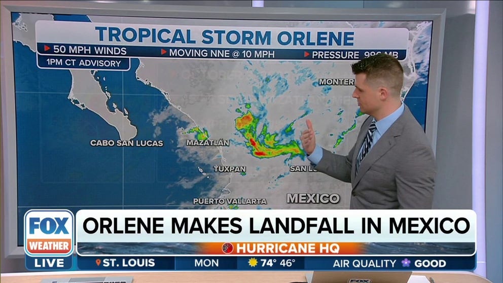 Orlene is now a tropical storm after making landfall in Mexico as Category 1 hurricane.
