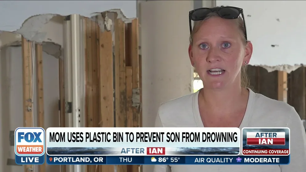 Callie Brown, Fort Myers resident, shares with FOX News’ Caroline Elliot how she and her 3-month-old were able to survive the wrath of Hurricane Ian. 