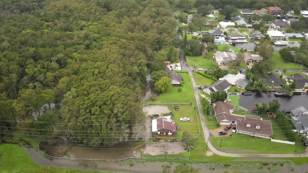 Drone video shows flooding from the St. Johns River that is expected to crest at nearly 9 feet. (Video credit: Seminole County Fire Department via FOX 35 Orlando)