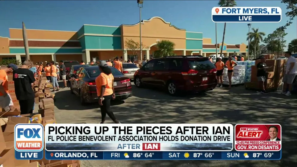 FOX Weather's Nicole Valdes is in Fort Myers, Florida where the Florida Police Benevolent Association is holding a donation drive for Ian survivors.