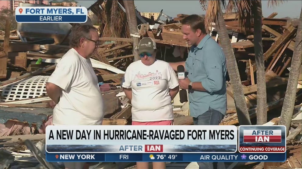 FOX Weather's Robert Ray spoke to a couple in Fort Myers who got emotional talking about the help needed for the area in the aftermath of Hurricane Ian.