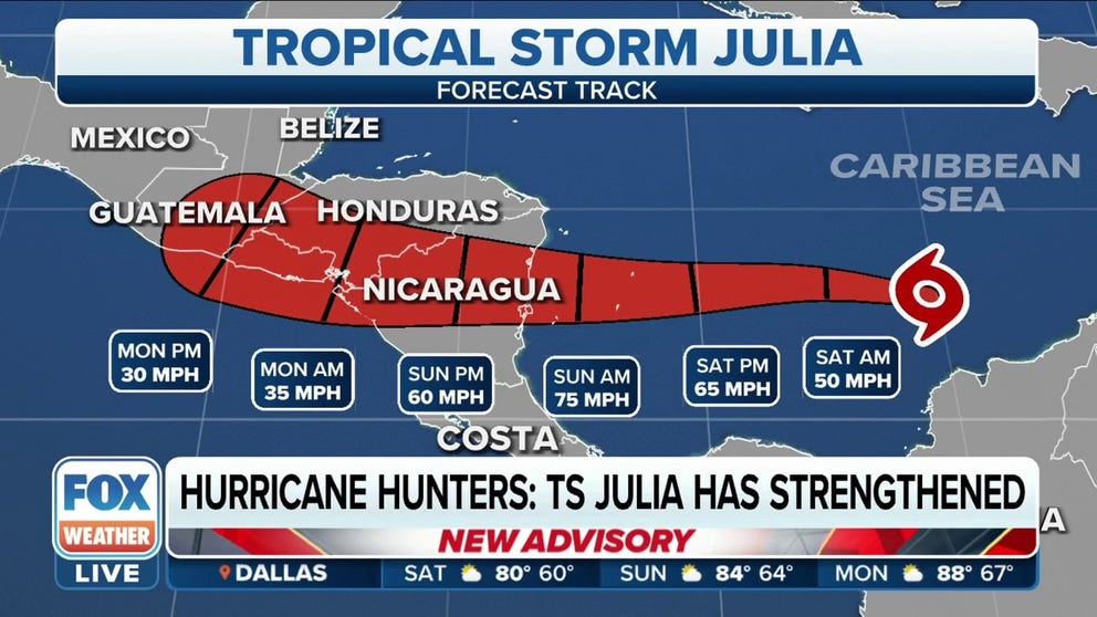 Tropical Storm Julia expected to strengthen into hurricane over weekend ...