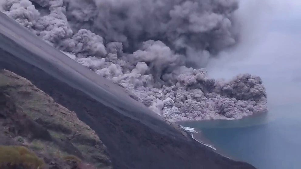 Italy's Stromboli volcano erupted over the weekend sending smoke, ash and lava rushing down the side of the mountain until reaching the Tyrrhenian Sea.