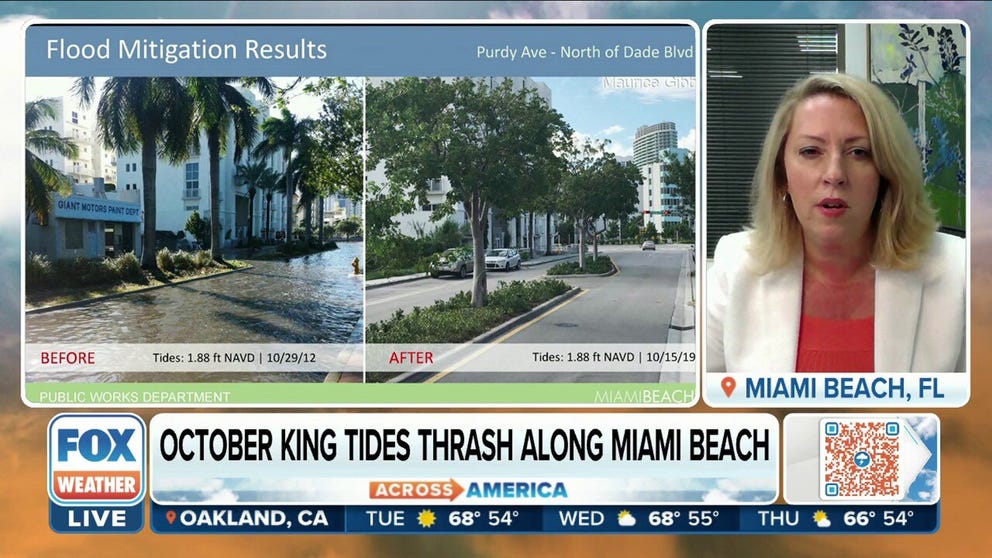 Chief Resilience Officer for the City of Miami Beach Amy Knowles shares with FOX Weather the infrastructure improvements made with the expectation of more sea level rising and the continuation of higher than normal tides.  