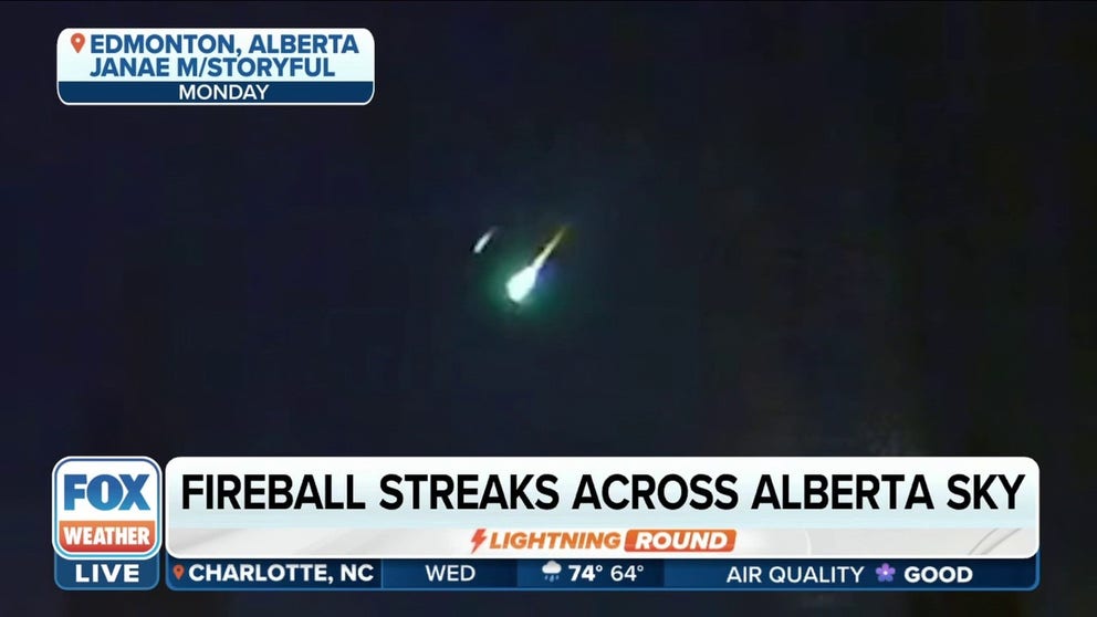 Residents spotted a fireball from a possible meteor streaking across the sky above Alberta, Canada on Oct. 10. 