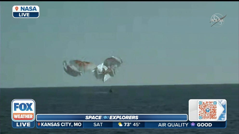 SpaceX Crew Dragon capsule returns to Earth with splashdown off Jacksonville, Florida coast.  