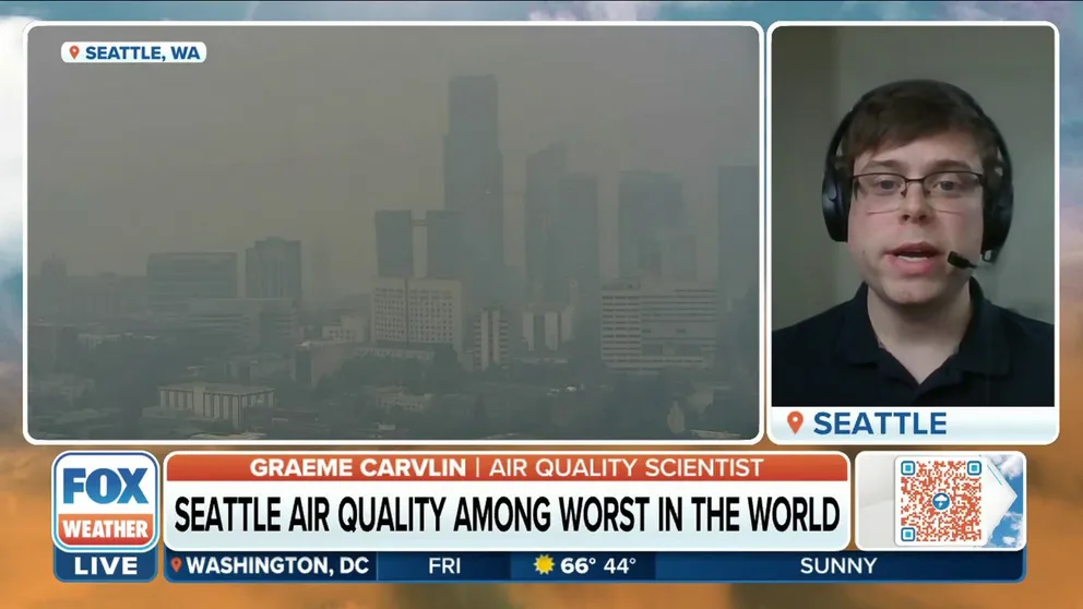 Graeme Carvlin of the Puget Sound Clean Air Agency says air quality will remain very unhealthy until a storm system cleans out the smoke Friday afternoon. Carvlin urges residents of Puget Sound and Seattle to stay indoors until conditions improve.  