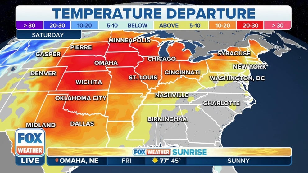 The winterlike chill that brought widespread freezing temperatures to the eastern half of the U.S. will be but a distant memory in the coming days as well-above-average temperatures are forecast through the weekend. 