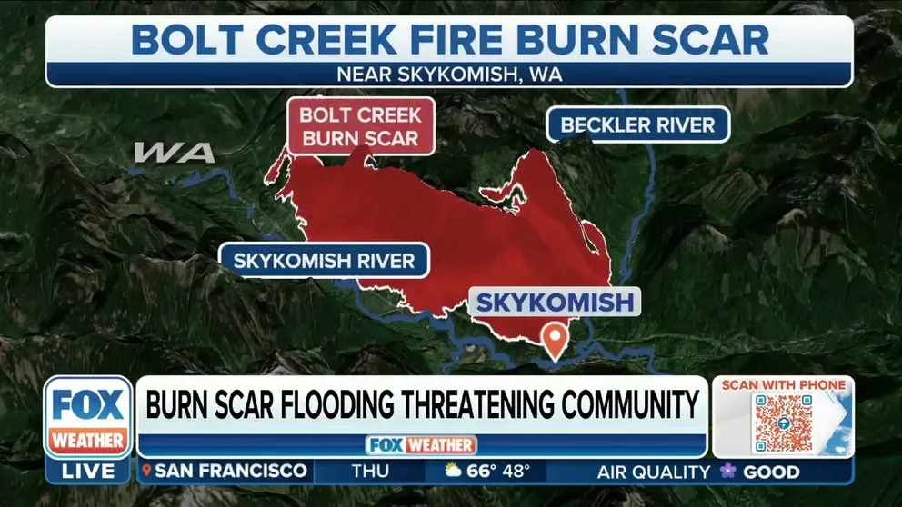 Brendan McCluskey, Director of King County Office of Emergency Management, talks about the concerns of the Bolt Creek Fire's burn scar leading to flash flooding. 