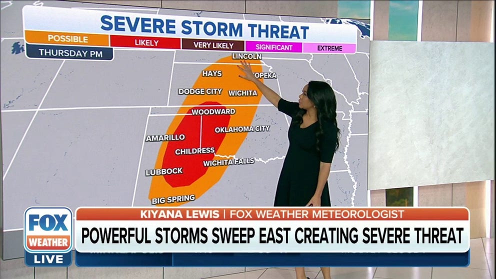 Severe storms likely for parts of Plains on Thursday night | Latest ...