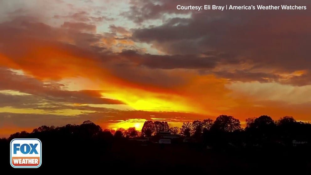 A vibrant sunset takes over Hawkins County, Tennessee, on Nov. 2, 2022. (Credit: Eli Bray/ America’s Weather Watchers)