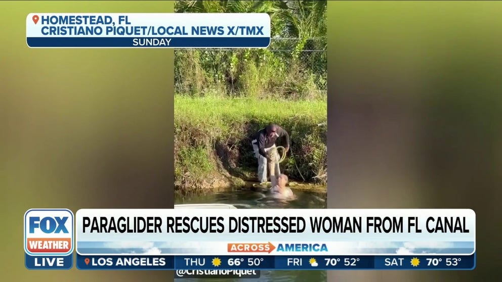 Paraglider Cristiano Piquet shares the story of rescuing a woman stranded in a Florida canal after her vehicle fell into the water.