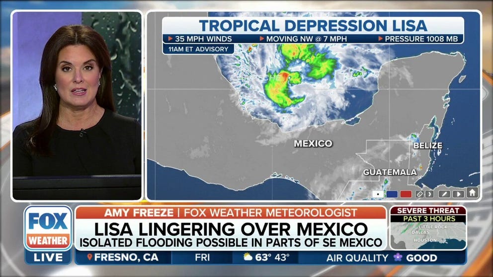 Tropical Depression Lisa to bring more rain to parts of southeastern Mexico. 