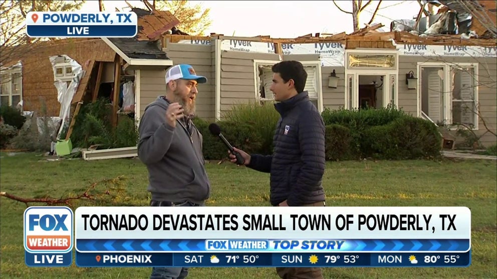 Areas in northeast Texas are waking up to the damage caused by severe storms. Tornadoes were captured on video about 10 miles outside of Powderly, Texas. The small town is one of the hardest hit by the outbreak. FOX Weather's Max Gorden has the latest from the area.