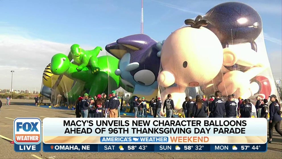 The Macy's Thanksgiving Day Parade is just a few weeks away. And Macy's has unveiled new giant balloons that will take center stage during the parade on Thursday, Nov. 24, in New York City. It’s one of the oldest traditions in the city. And making sure it goes seamlessly weighs heavily on how the balloons fly, which is why they are holding a test flight at MetLife Stadium to ensure these new balloons are up for the challenge. The parade's executive producer, Will Coss, joins FOX Weather.
