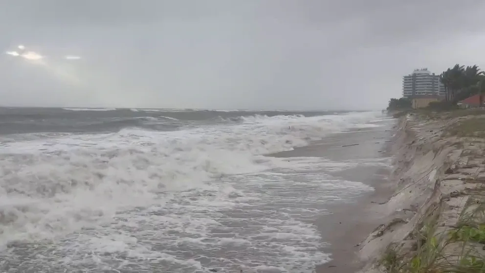Video captures Tropical Storm Nicole pounding at the dunes in Vero Beach, Florida. 