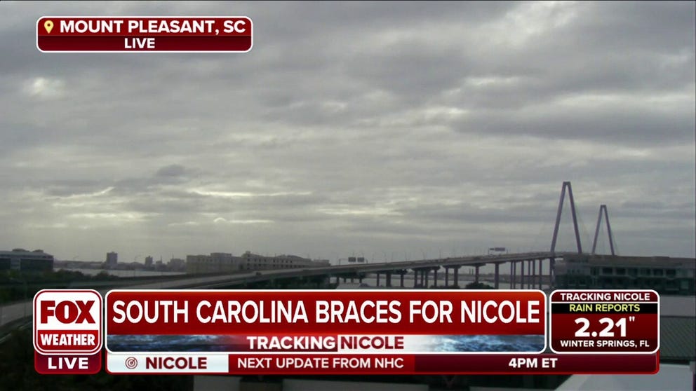 Officials across coastal South Carolina have announced school closures as Nicole is expected to head north bringing flooding to the Southeast. FOX Weather correspondent Will Nunley is in Charleston where the community is preparing for Nicole. 