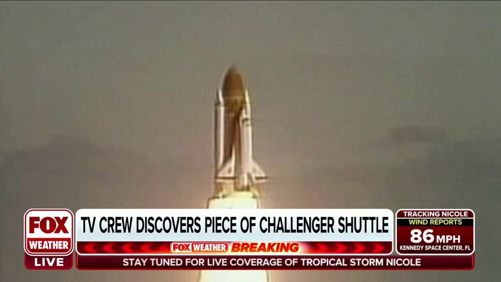 A piece of the Space Shuttle Challenger has been recovered off the coast of Florida by a television crew. 