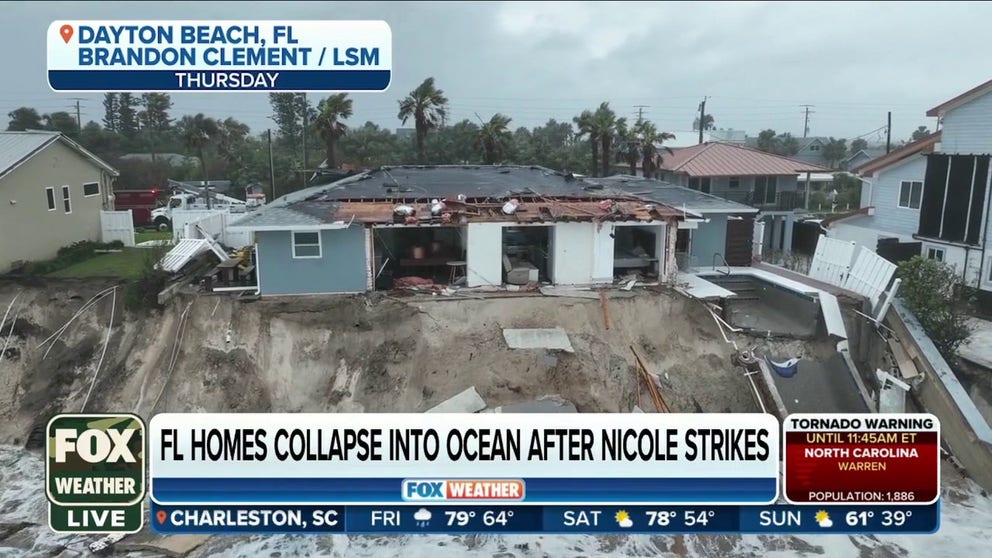 About 25 homes in Volusia County were deemed unsafe and some have even collapsed after Hurricane Nicole caused devastating erosion along the beach. Property Manager Krista Goodrich describes opening a door and seeing half of a home gone. 