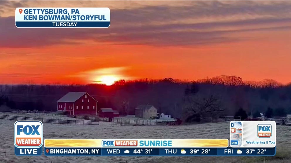 Today's sunrise snapshot is from Gettysburg, Pennsylvania.