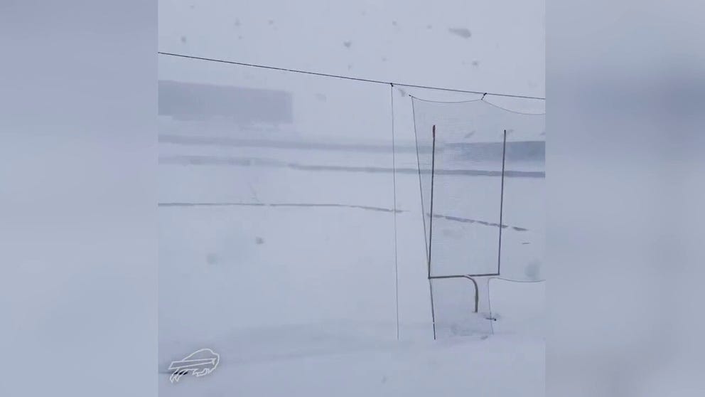 Buffalo Bills' Highmark Stadium is buried under feet of snow during a historic snowstorm. 
