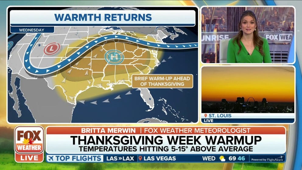 The Central U.S. is expected to warm-up heading into Thanksgiving after a bitterly cold stretch.