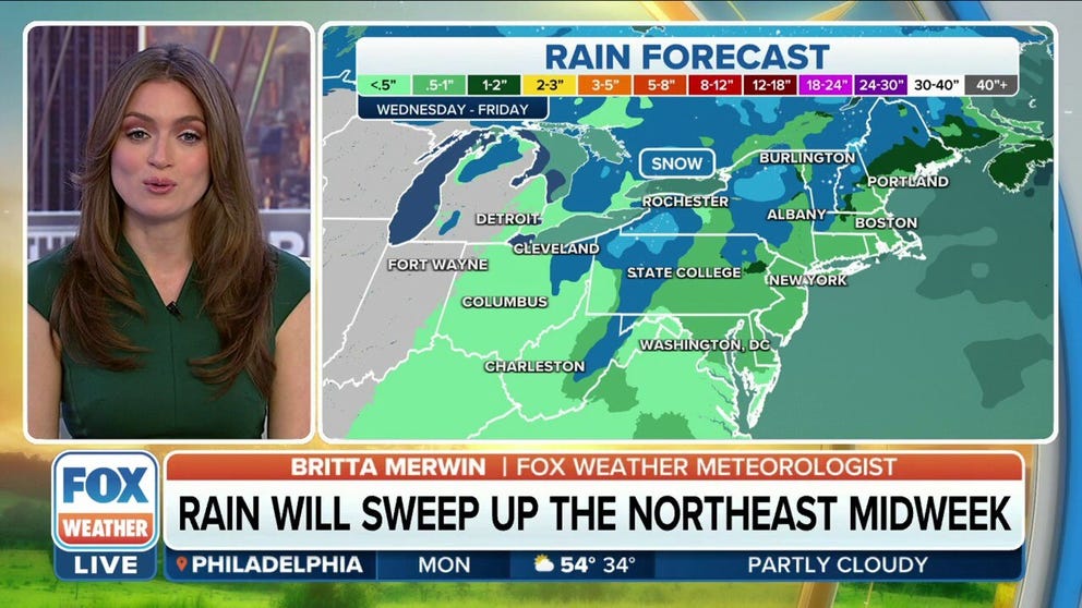 Northeast braces for another round of widespread rain by midweek ...