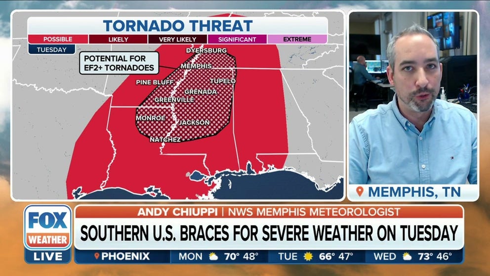 Tuesday's severe threat looms over South Latest Weather Clips FOX