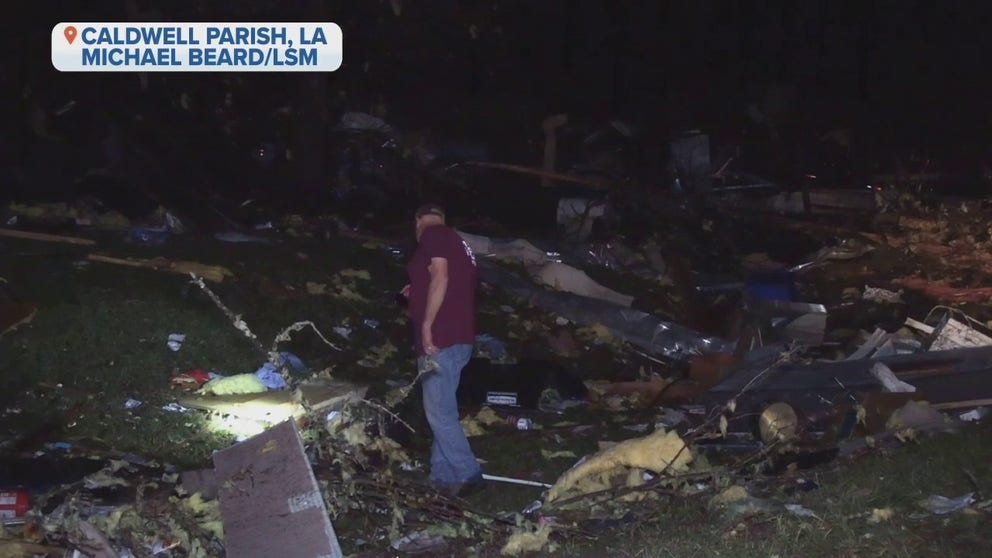 Video shows extensive damage in Caldwell Parish, Louisiana after a tornado moved through Tuesday night.