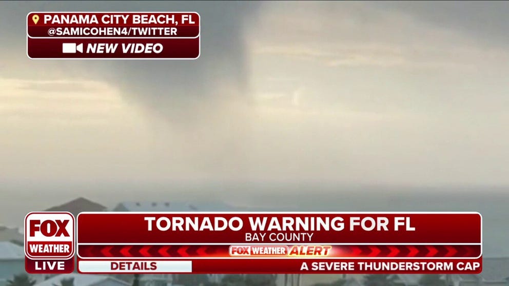 A waterspout was spotted in Panama City Beach as severe storms moved through Wednesday morning. 