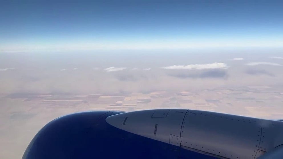 A video taken from an airplane of the dust storm moving through the Colorado High Plains on Friday. 