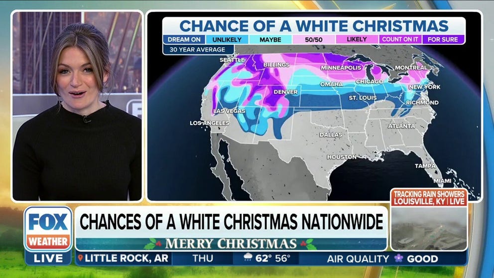 FOX Weather's Britta Merwin takes a look at the chances of a white Christmas across the country. 