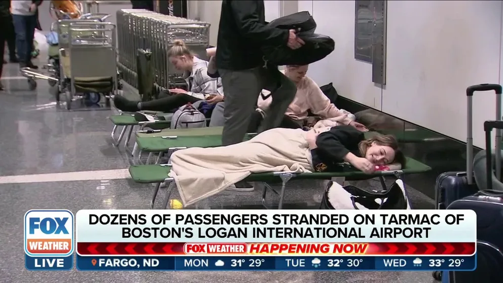 Passengers have been stranded on the tarmac for hours at Boston's Logan International Airport due to weather. Boston 25 News reporter Julianne Lima has the latest. 
