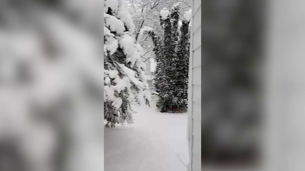 A blizzard carried heavy snow, wind gusts, and even thunder to parts of Minnesota on Wednesday. Photographer Becky Lange said she filmed this footage in Sandstone, southwest of Duluth, on Wednesday morning.