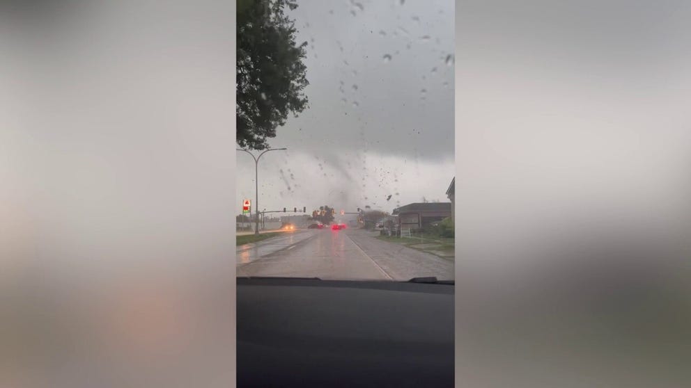 A tornado in the New Orleans metro was captured on video crossing a major roadway. (Credit: Cindy DeLucca Hernandez)